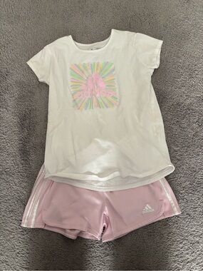 adidas Pink Girls Athletic Shorts - Light Pink